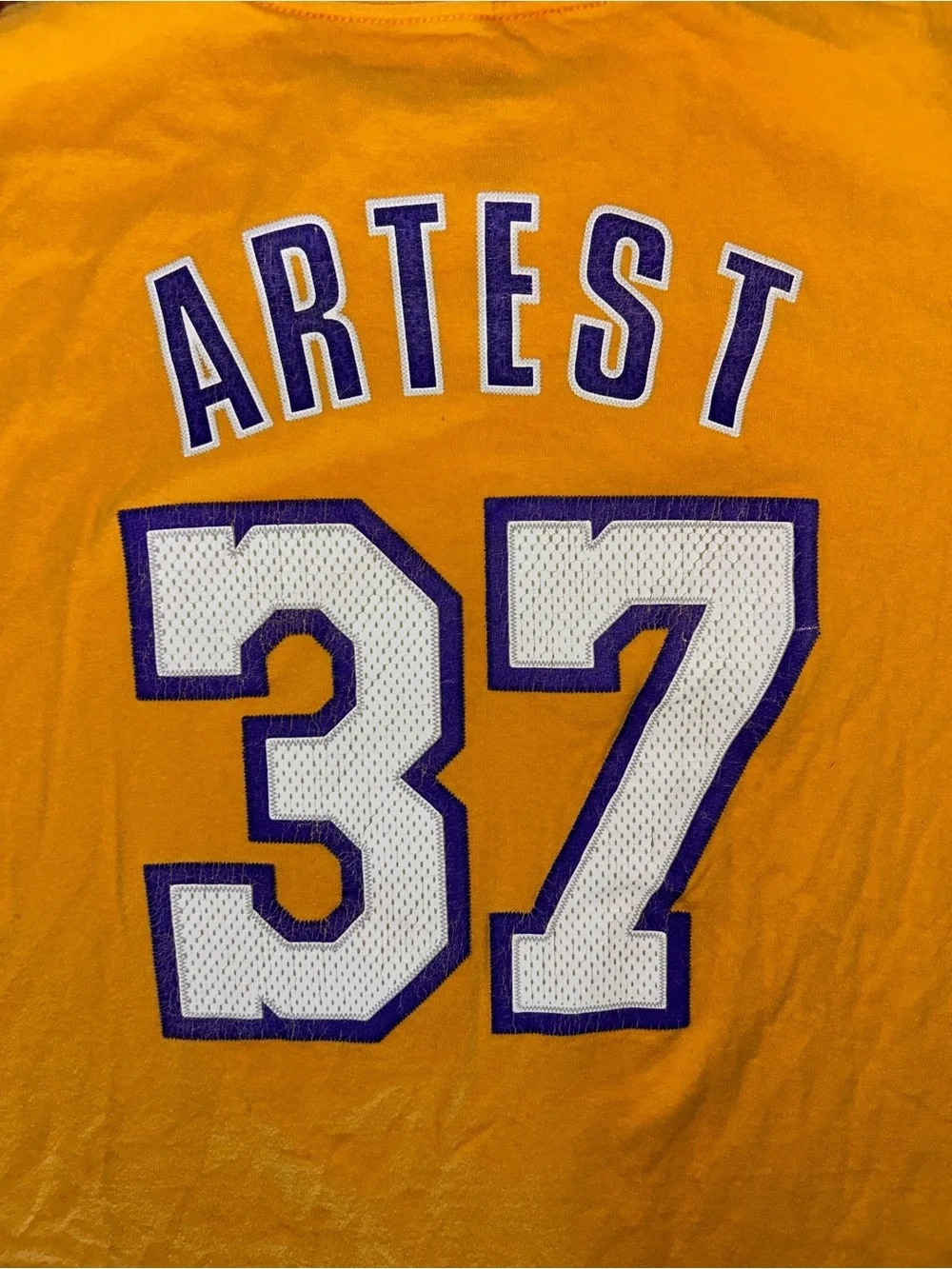 Ron Artest Los Angeles Lakers Adidas Sewn T-Shirt Size Small
